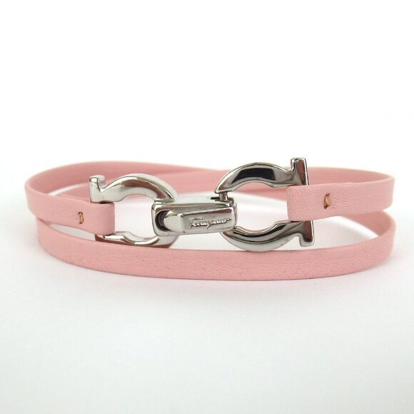 Authentic Salvatore Ferragamo Double Gancini bracelet leather[Used] - Picture 3 of 11